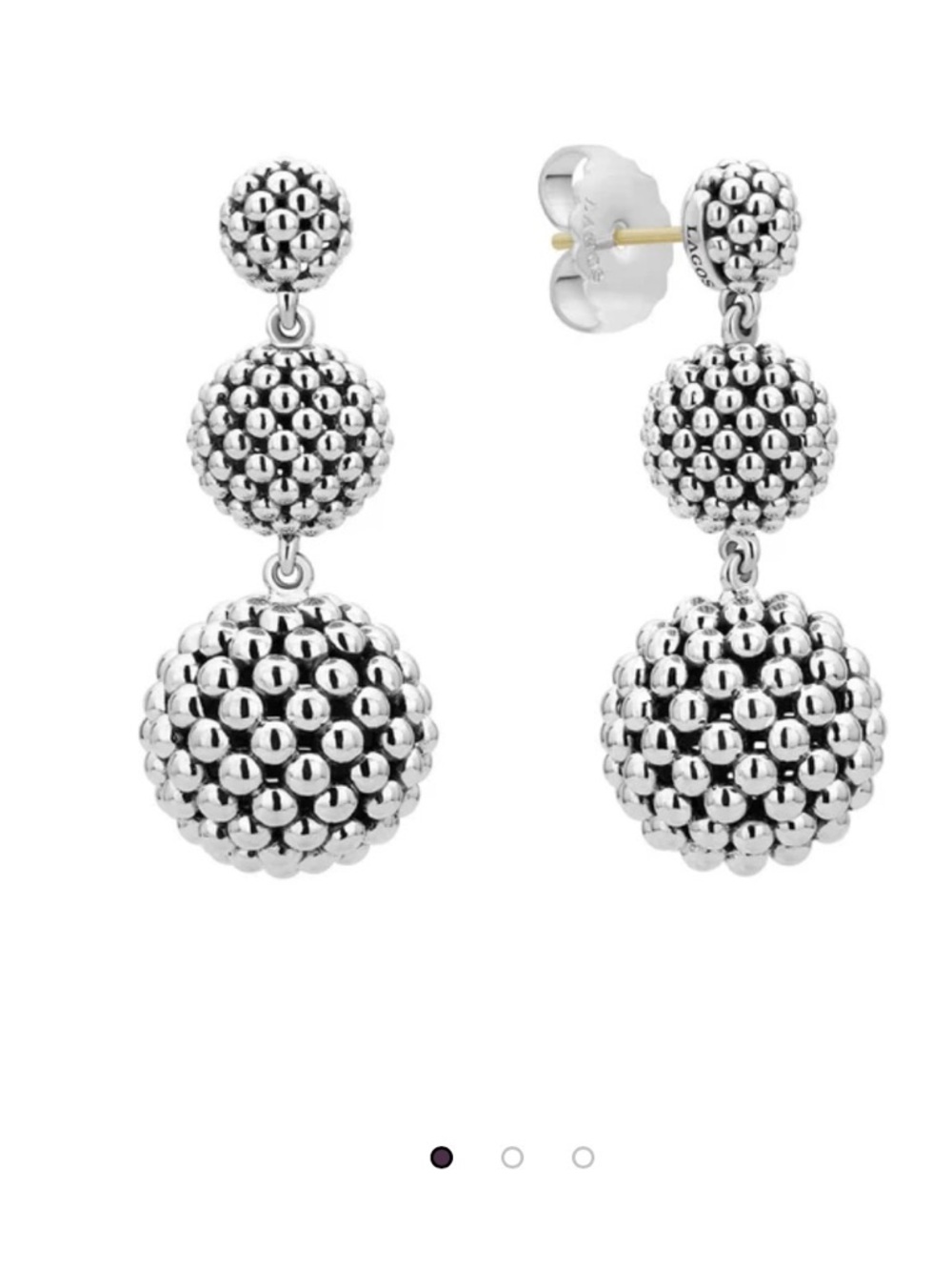 LAGOS Textured Double Drop Bead Earrings - Silver